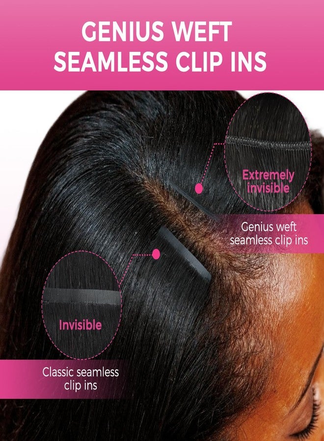 لاشي وصلات شعر لاشي جينيوس ويفت بدون خياطة بمشابك، شعر بشري طبيعي أسود مموج طبيعي، 16 بوصة، 7 قطع، 110 غرام، وصلات شعر رفيعة مصنوعة يدويًا بمشابك للنساء - Image 2